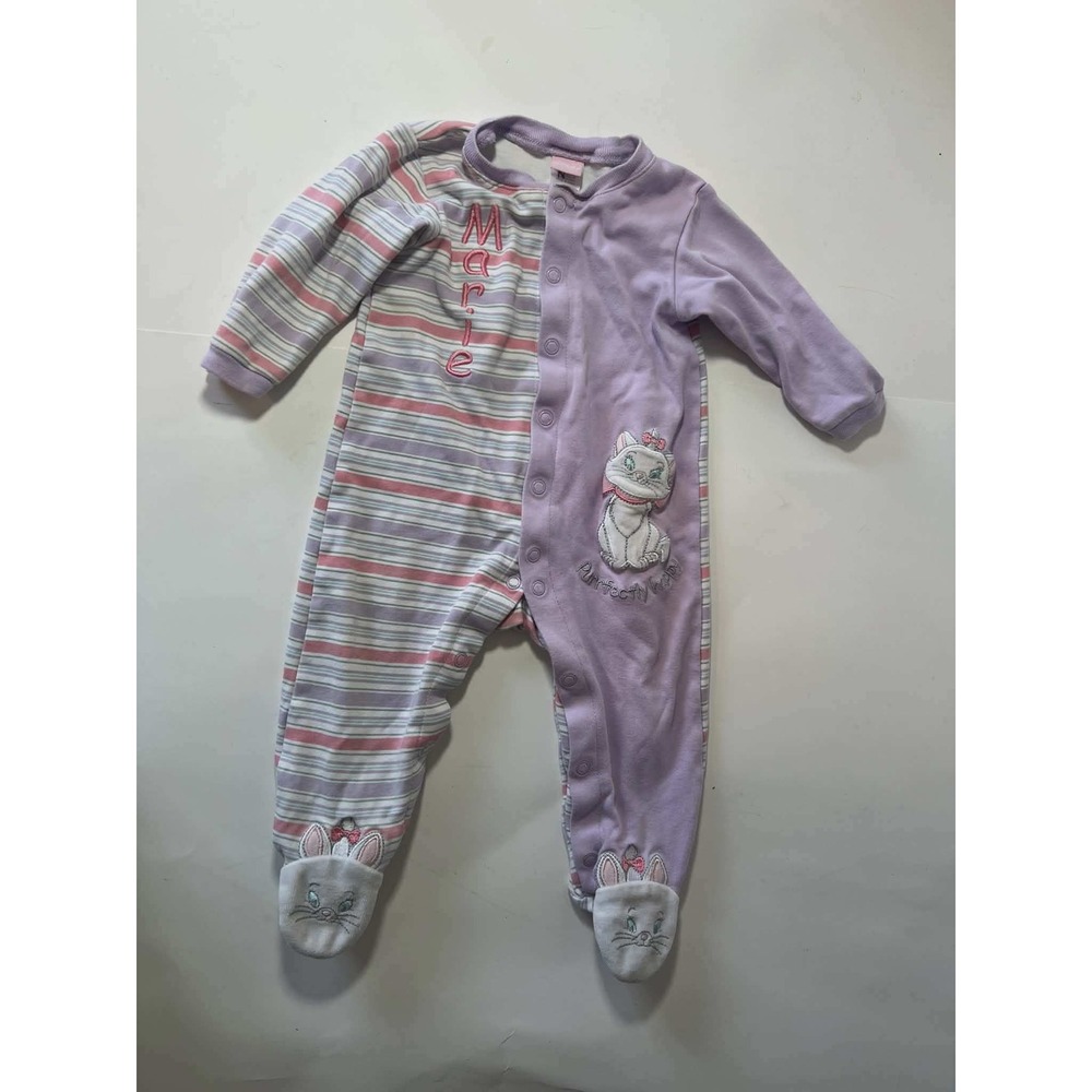 Disney Baby Marie Aristocats Footed Sleeper Purple Striped 12M One Piece Pajamas